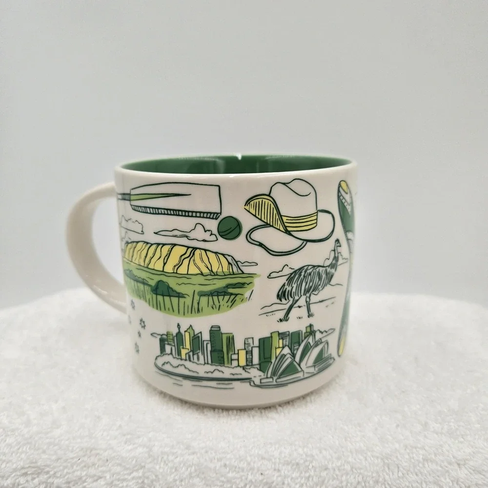 Starbucks Been There Series Australia Mug 2024 White Green Yellow Coffee & Tea